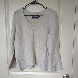 Calvin Klein Jeans Women's Cream V-Neck Sweater